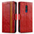 Funda de Cuero Cartera con Soporte Carcasa S02D para Nokia C3 Rojo