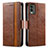 Funda de Cuero Cartera con Soporte Carcasa S02D para Nokia C32 Marron