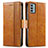 Funda de Cuero Cartera con Soporte Carcasa S02D para Nokia G22 Marron Claro