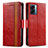 Funda de Cuero Cartera con Soporte Carcasa S02D para Oppo A77 5G Rojo