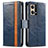 Funda de Cuero Cartera con Soporte Carcasa S02D para Oppo F21 Pro 4G Azul