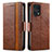 Funda de Cuero Cartera con Soporte Carcasa S02D para Oppo Find X5 5G Marron