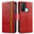 Funda de Cuero Cartera con Soporte Carcasa S02D para Oppo Reno5 A Rojo