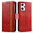 Funda de Cuero Cartera con Soporte Carcasa S02D para Oppo Reno7 A Rojo