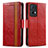 Funda de Cuero Cartera con Soporte Carcasa S02D para Oppo Reno7 Pro 5G Rojo