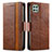 Funda de Cuero Cartera con Soporte Carcasa S02D para Samsung Galaxy A22s 5G Marron