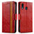 Funda de Cuero Cartera con Soporte Carcasa S02D para Samsung Galaxy A30 Rojo