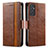 Funda de Cuero Cartera con Soporte Carcasa S02D para Samsung Galaxy A34 5G Marron