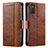 Funda de Cuero Cartera con Soporte Carcasa S02D para Samsung Galaxy F02S SM-E025F Marron