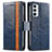 Funda de Cuero Cartera con Soporte Carcasa S02D para Samsung Galaxy F23 5G Azul