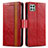 Funda de Cuero Cartera con Soporte Carcasa S02D para Samsung Galaxy F42 5G Rojo