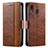 Funda de Cuero Cartera con Soporte Carcasa S02D para Samsung Galaxy M10S Marron