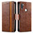 Funda de Cuero Cartera con Soporte Carcasa S02D para Samsung Galaxy M11 Marron