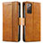 Funda de Cuero Cartera con Soporte Carcasa S02D para Samsung Galaxy S20 FE (2022) 5G Marron Claro