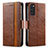 Funda de Cuero Cartera con Soporte Carcasa S02D para Samsung Galaxy S20 Plus 5G Marron