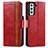 Funda de Cuero Cartera con Soporte Carcasa S02D para Samsung Galaxy S21 FE 5G Rojo