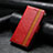 Funda de Cuero Cartera con Soporte Carcasa S02D para Samsung Galaxy S21 Ultra 5G Rojo