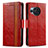 Funda de Cuero Cartera con Soporte Carcasa S02D para Sharp Aquos R8 Rojo