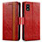 Funda de Cuero Cartera con Soporte Carcasa S02D para Sharp Aquos wish3 Rojo