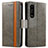 Funda de Cuero Cartera con Soporte Carcasa S02D para Sony Xperia 1 III Gris