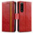 Funda de Cuero Cartera con Soporte Carcasa S02D para Sony Xperia 1 III Rojo