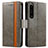 Funda de Cuero Cartera con Soporte Carcasa S02D para Sony Xperia 1 IV Gris