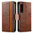 Funda de Cuero Cartera con Soporte Carcasa S02D para Sony Xperia 1 IV Marron