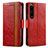 Funda de Cuero Cartera con Soporte Carcasa S02D para Sony Xperia 1 IV Rojo