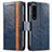 Funda de Cuero Cartera con Soporte Carcasa S02D para Sony Xperia 1 IV SO-51C Azul