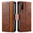 Funda de Cuero Cartera con Soporte Carcasa S02D para Sony Xperia 10 III SO-52B Marron