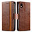 Funda de Cuero Cartera con Soporte Carcasa S02D para Sony Xperia Ace III Marron