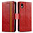 Funda de Cuero Cartera con Soporte Carcasa S02D para Sony Xperia Ace III Rojo