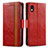 Funda de Cuero Cartera con Soporte Carcasa S02D para Sony Xperia Ace III SO-53C Rojo