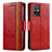 Funda de Cuero Cartera con Soporte Carcasa S02D para Vivo T1 5G India Rojo