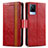 Funda de Cuero Cartera con Soporte Carcasa S02D para Vivo V21 5G Rojo