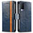 Funda de Cuero Cartera con Soporte Carcasa S02D para Vivo V21e 5G Azul