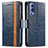 Funda de Cuero Cartera con Soporte Carcasa S02D para Vivo Y75s 5G Azul