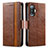 Funda de Cuero Cartera con Soporte Carcasa S02D para Xiaomi Poco F3 GT 5G Marron