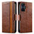 Funda de Cuero Cartera con Soporte Carcasa S02D para Xiaomi Poco F4 GT 5G Marron