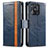 Funda de Cuero Cartera con Soporte Carcasa S02D para Xiaomi Redmi 10 India Azul