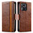 Funda de Cuero Cartera con Soporte Carcasa S02D para Xiaomi Redmi 10 India Marron