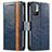 Funda de Cuero Cartera con Soporte Carcasa S02D para Xiaomi Redmi Note 10 5G Azul