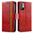 Funda de Cuero Cartera con Soporte Carcasa S02D para Xiaomi Redmi Note 10 5G Rojo