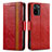 Funda de Cuero Cartera con Soporte Carcasa S02D para Xiaomi Redmi Note 10S 4G Rojo