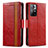 Funda de Cuero Cartera con Soporte Carcasa S02D para Xiaomi Redmi Note 11S 5G Rojo