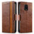 Funda de Cuero Cartera con Soporte Carcasa S02D para Xiaomi Redmi Note 9 Pro Max Marron