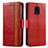 Funda de Cuero Cartera con Soporte Carcasa S02D para Xiaomi Redmi Note 9S Rojo