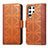 Funda de Cuero Cartera con Soporte Carcasa S03D para Samsung Galaxy S21 Ultra 5G Marron