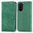 Funda de Cuero Cartera con Soporte Carcasa S04D para Huawei Enjoy 50 Verde