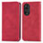 Funda de Cuero Cartera con Soporte Carcasa S04D para Huawei Honor 50 5G Rojo